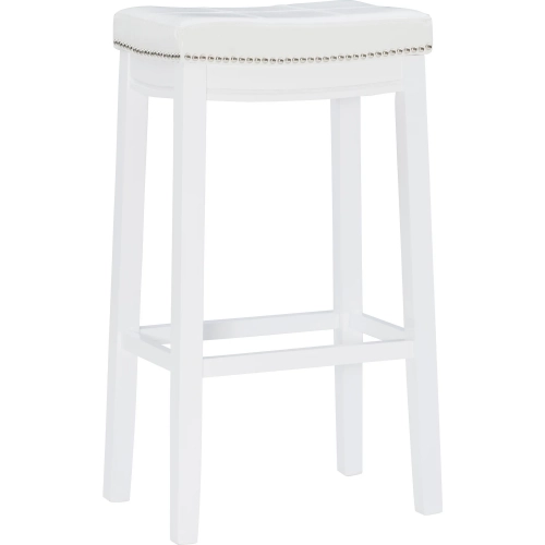 Claridge Bar Stool in White Leatherette & White Wood