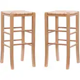 Gianna Backless Bar Stool in Natural Wood & Rush (Set of 2)