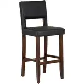 Vega Bar Stool in Espresso Wood & Black Vegan Leather