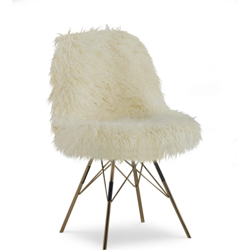 Remy Accent Chair in Cream Flokati Faux Fur & Brushed Gold