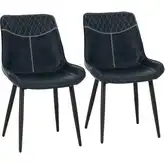 Edler Dining Chair in Blue Leatherette & Black Metal (Set of 2)