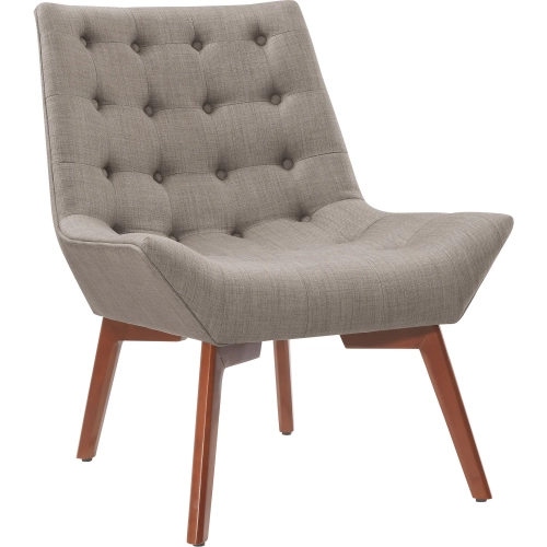 Serena Accent Chair in Tufted Gray Fabric & Walnut Wood