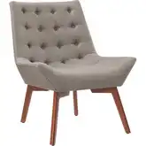Serena Accent Chair in Tufted Gray Fabric & Walnut Wood