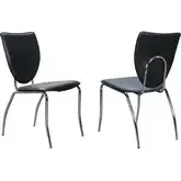 Amice Stacking Dining Chair in Black Leatherette & Chrome (Set of 2)