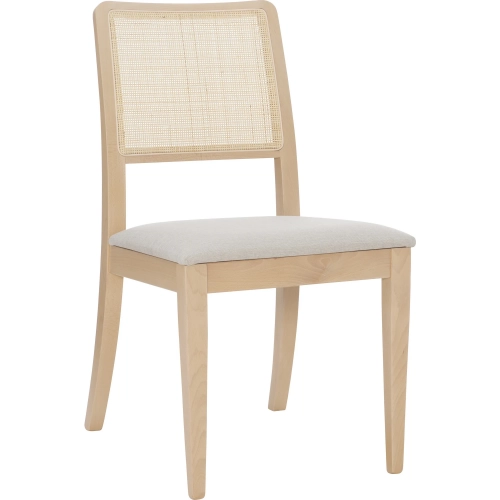Marsden Dining Chair in Wood, Rattan & Light Gray Fabric