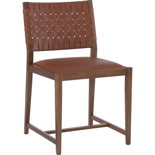 Ruskin Dining Chair in Brown Leather & Walnut Wood