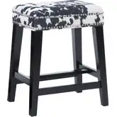 Walt Counter Stool in Black Cow Print Fabric & Black Wood