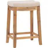 Claridge Counter Stool in Natural Linen & Rustic Brown Wood