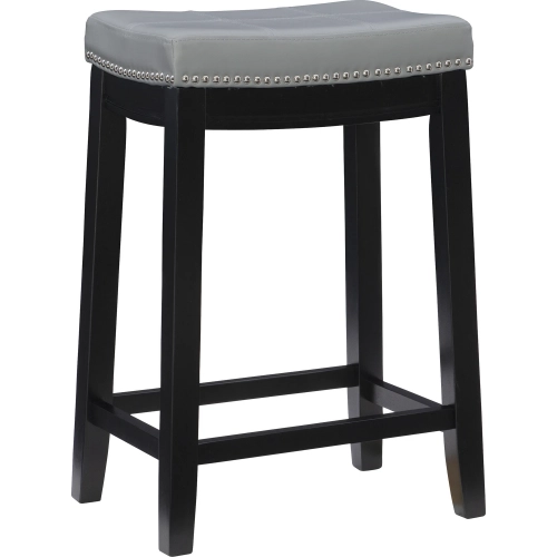 Claridge Counter Stool in Gray Leatherette & Black Wood