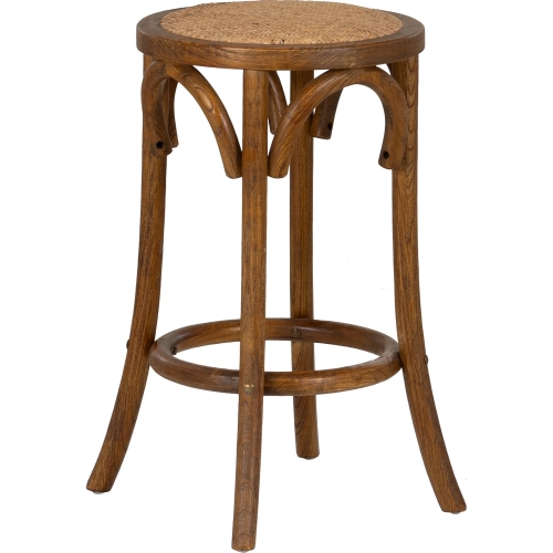 Rae Backless Counter Stool in Walnut Wood & Rattan