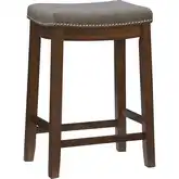 Claridge Counter Stool in Gray Linen & Rustic Brown Wood