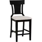 Rylan Counter Stool in Black Wood, Black Cane & Beige Fabric