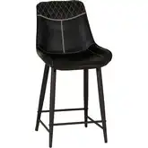 Elder Counter Stool in Black Metal & Black Vegan Leather