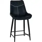 Elder Counter Stool in Black Metal & Navy Blue Vegan Leather