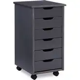 Cary 6-Drawer Rolling Storage Cart in Gray Wood