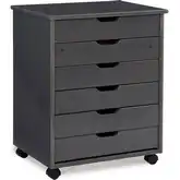 Cary 6-Drawer Wide Roll Cart in Gray Wood