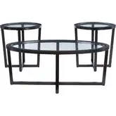 Barnett 3-Piece Coffee & End Table Set in Umber Brown & Glass