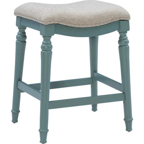 Hayes Counter Stool in Teal Blue with Gray Fabric Seat