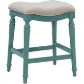 Hayes Counter Stool in Teal Blue with Gray Fabric Seat