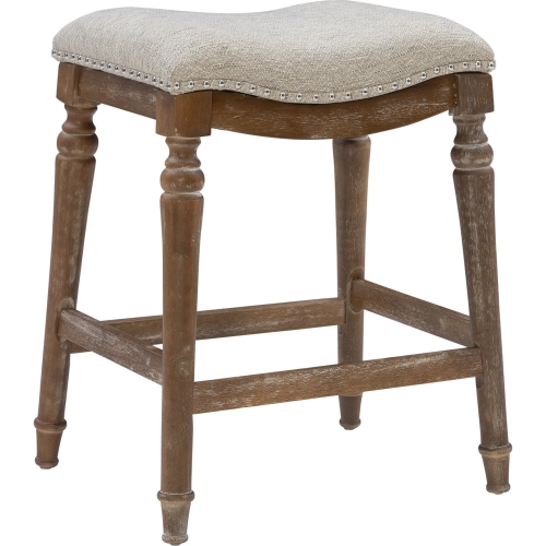 Hayes Counter Stool in Brown with Gray Fabric Seat