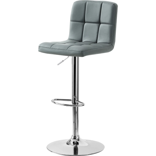 Clayton Bar Stool in Quilted Gray Leatherette on Chrome