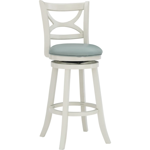 Sawyer Bar Stool in Cream Wood with Light Blue Leatherette
