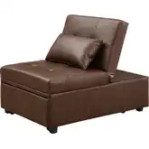 Boone Convertible Sofa Bed in Chestnut Brown Leatherette