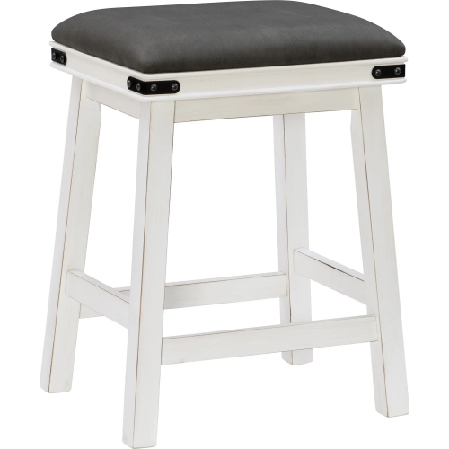 Serrano Counter Stool in White Wood & Gray Leatherette