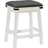 Serrano Counter Stool in White Wood & Gray Leatherette