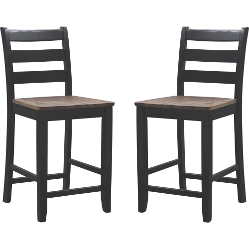Colm Counter Stool in Brushed Oak & Black (Set of 2)