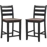 Colm Counter Stool in Brushed Oak & Black (Set of 2)