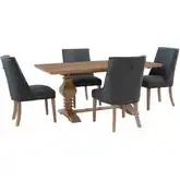McLeavy 5-Piece Dining Set in Honey Brown Wood & Gray Fabric