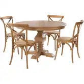 McLeavy 5-Piece Round Dining Set in Honey Brown Wood & Rattan