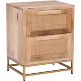 Janie 2-Drawer Cabinet in Natural Finish Rattan, Wood & Gold Metal