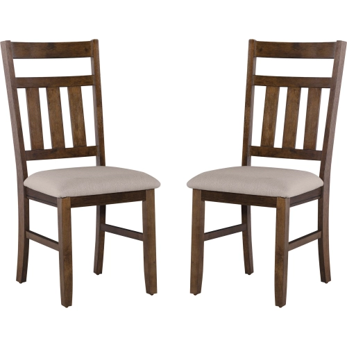 Turino Dining Chair in Wood & Beige Microfiber (Set of 2)