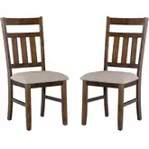Turino Dining Chair in Wood & Beige Microfiber (Set of 2)