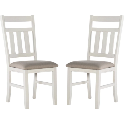 Turino Dining Chair in White & Beige Microfiber (Set of 2)
