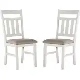 Turino Dining Chair in White & Beige Microfiber (Set of 2)