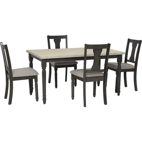 Willow 5-Piece Dining Set in Dark Gray & Smoke White Wood