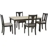 Willow 5-Piece Dining Set in Dark Gray & Smoke White Wood
