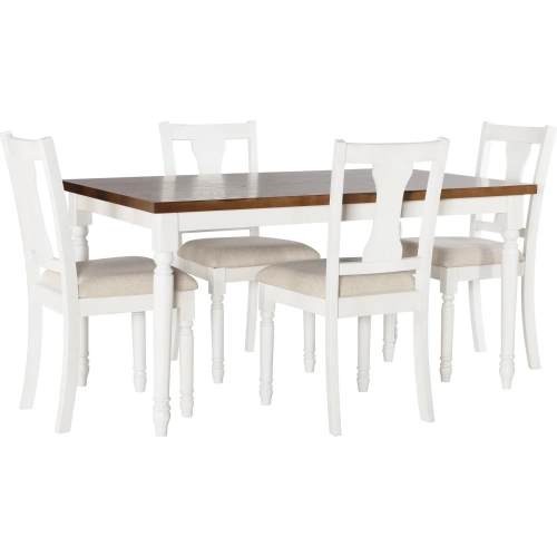 Willow 5-Piece Dining Set in Brown & Vanilla White Wood