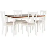 Willow 5-Piece Dining Set in Brown & Vanilla White Wood