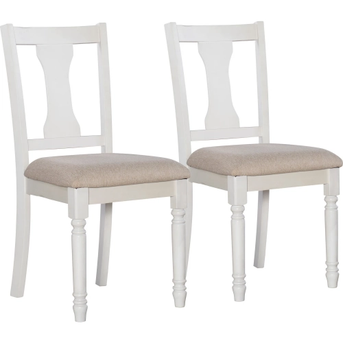 Willow Dining Chair in Vanilla White Wood & Tan Fabric (Set of 2)