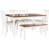 Willow 6-Piece Dining Set in Brown & Vanilla White Wood