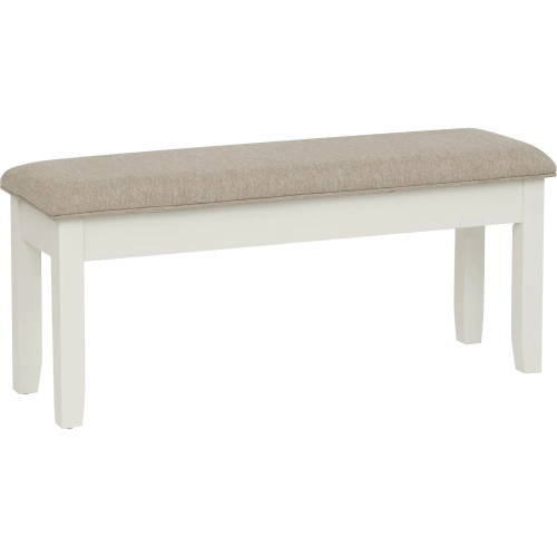Jane Storage Dining Bench in Vanilla White & Tan Fabric