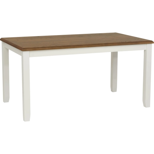 Jane 60" Dining Table Vanilla White with Brown Top