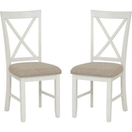 Jane Dining Chair in Vanilla White & Tan Fabric (Set of 2)