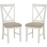Jane Dining Chair in Vanilla White & Tan Fabric (Set of 2)