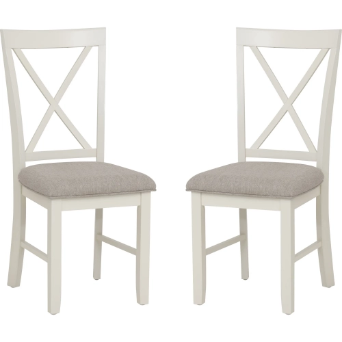 Jane Dining Chair in Vanilla White & Gray Fabric (Set of 2)