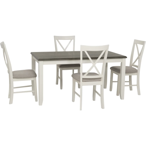 Jane 5-Piece Dining Set in Vanilla White & Gray (Table & 4 Chairs)